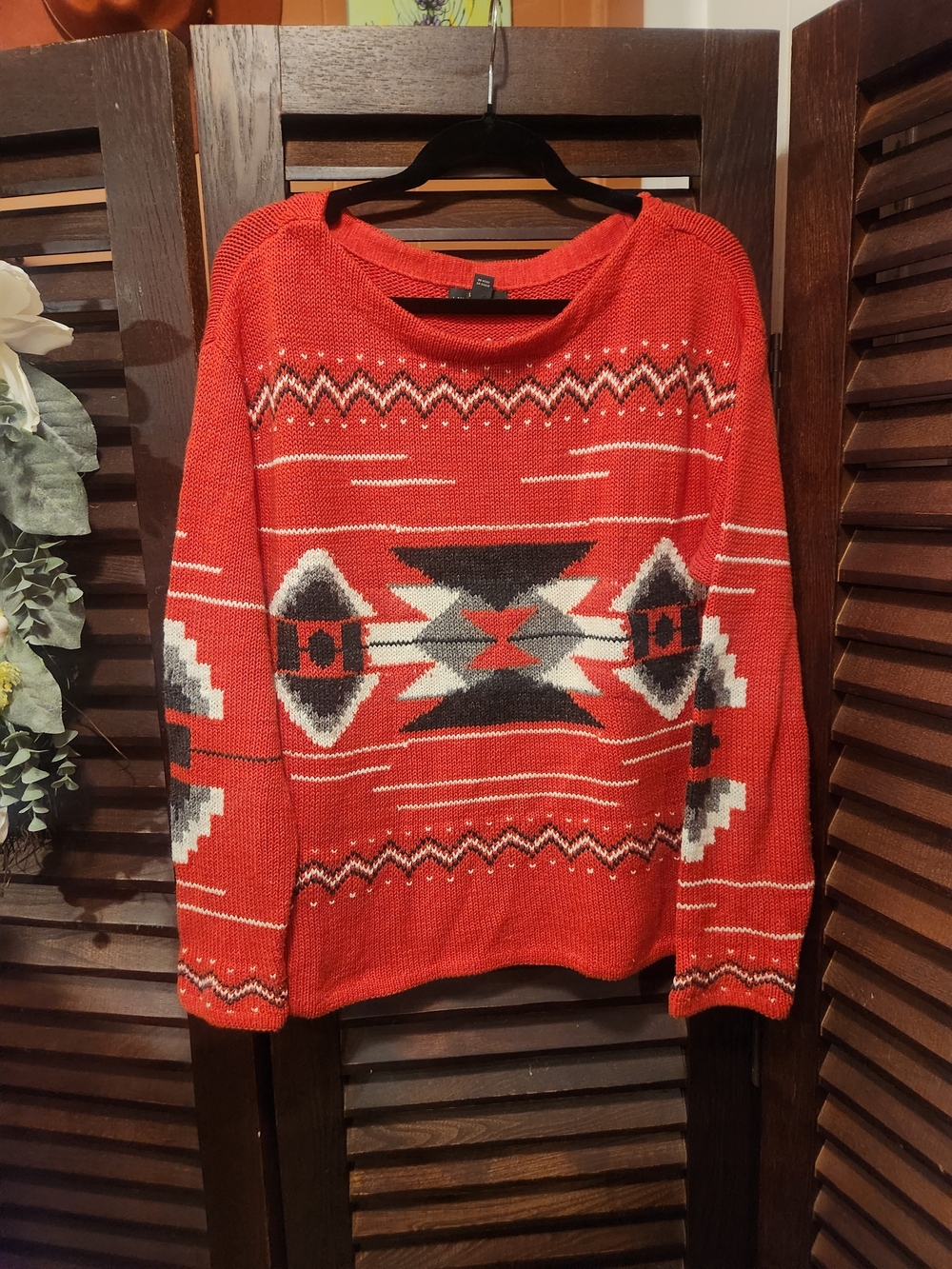 Ralph Lauren Red Aztec Crewneck Sweater